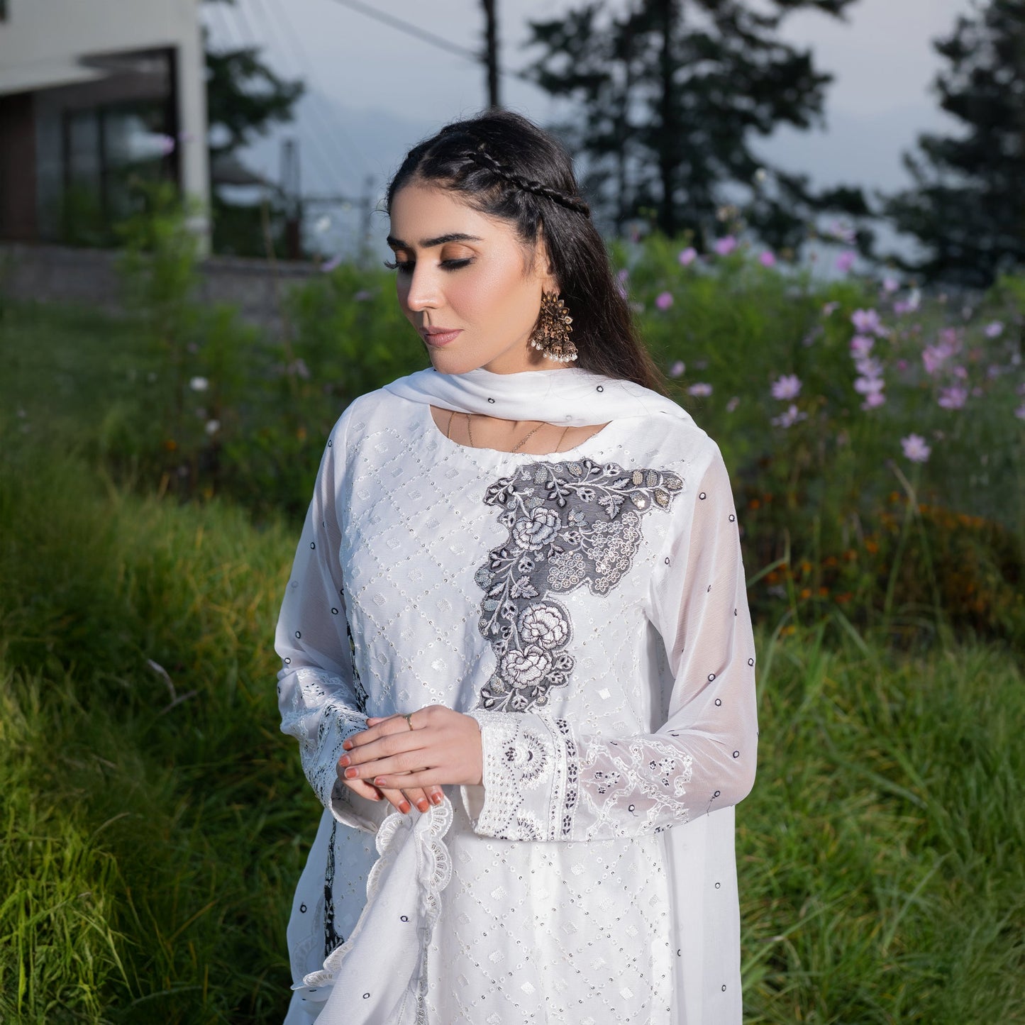 White Fully Embroidered 3-Piece Festive Pret