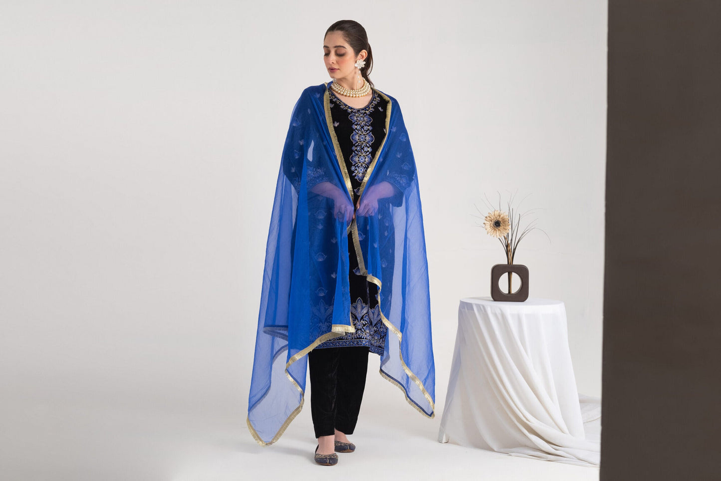 2 Piece Embroidery Velvet Suit | Glam Look Collection