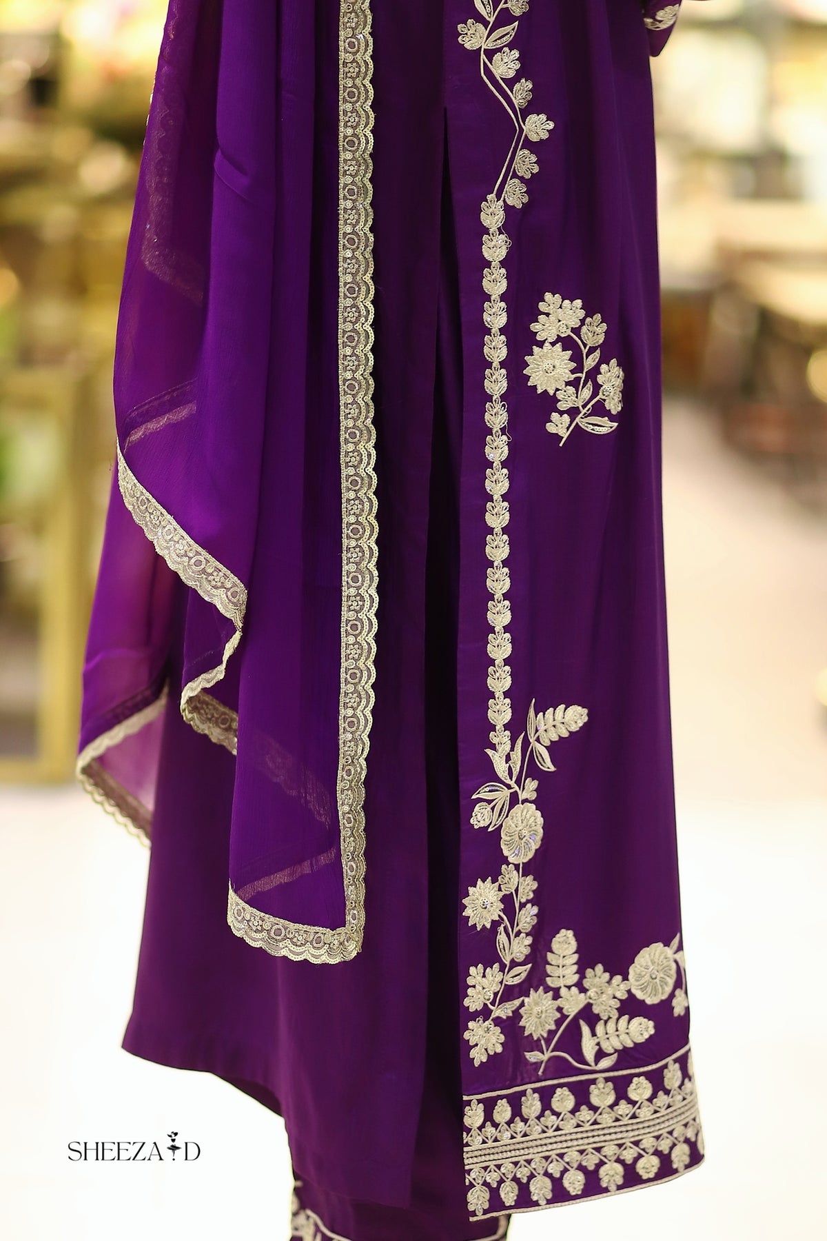 Royal Amethyst – Embroidered Viscose 3 Piece Suit