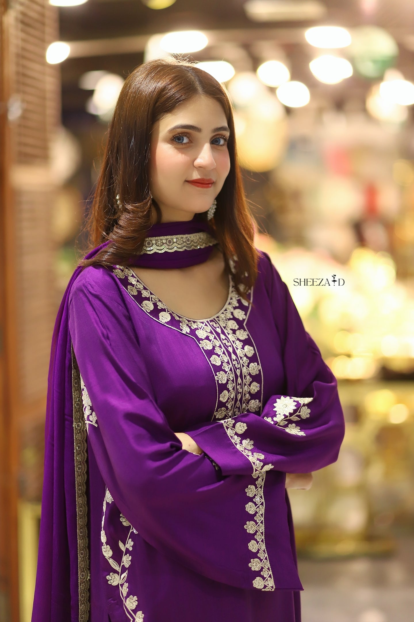 Royal Amethyst – Embroidered Viscose 3 Piece Suit