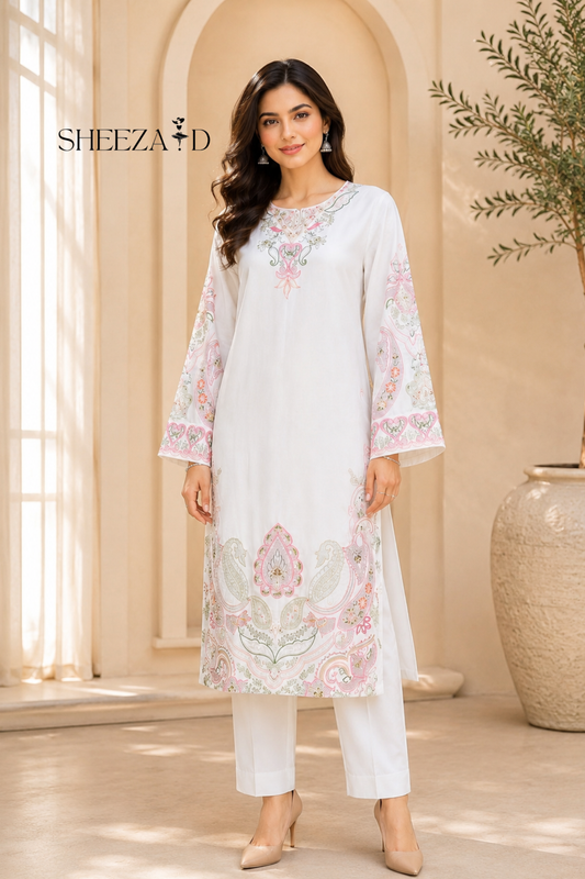 Ivory Whisper Ready to Wear 2 Pcs Embroidered Shirt | SDVL-02
