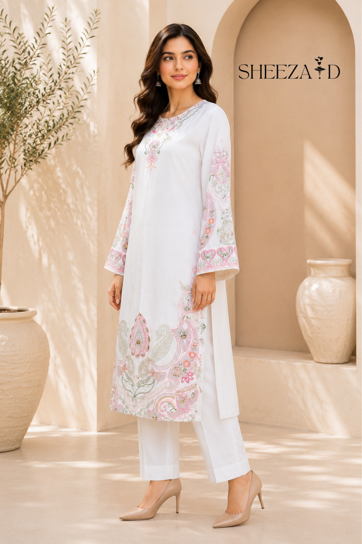 Ivory Whisper Ready to Wear 2 Pcs Embroidered Shirt | SDVL-02