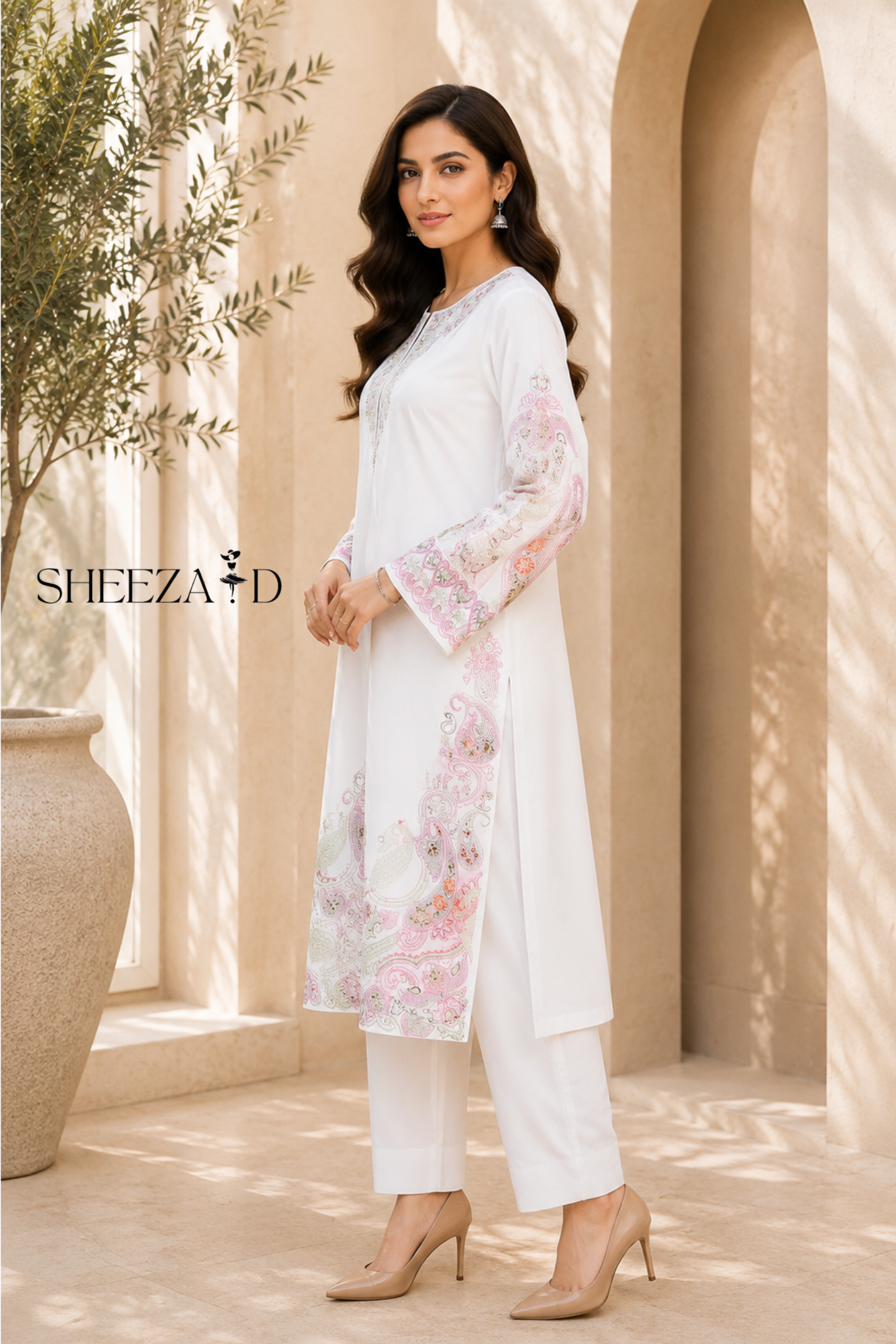 Ivory Whisper Ready to Wear 2 Pcs Embroidered Shirt | SDVL-02