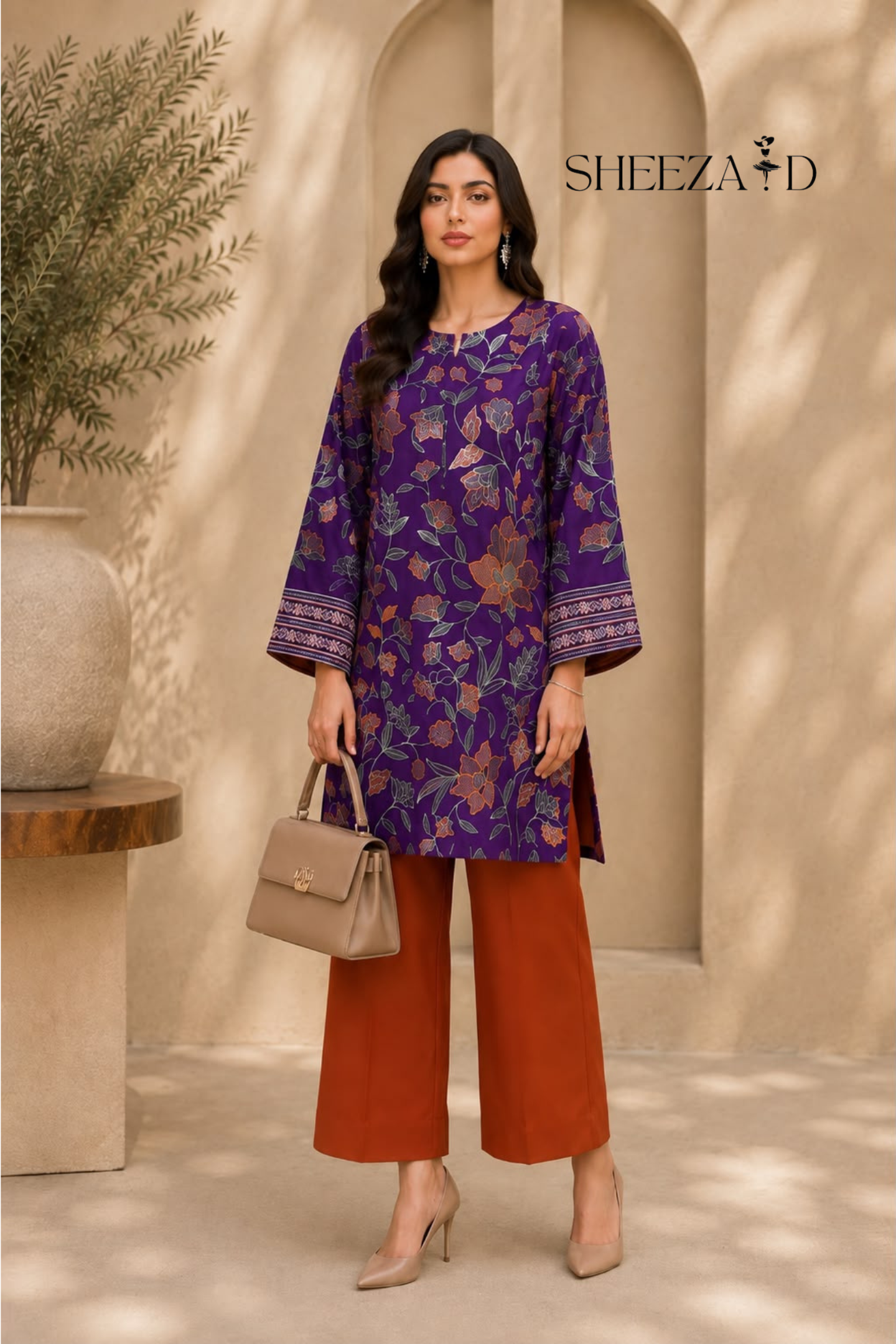 Plum Flora Ready To Wear Co Ord Set | SDVL-01