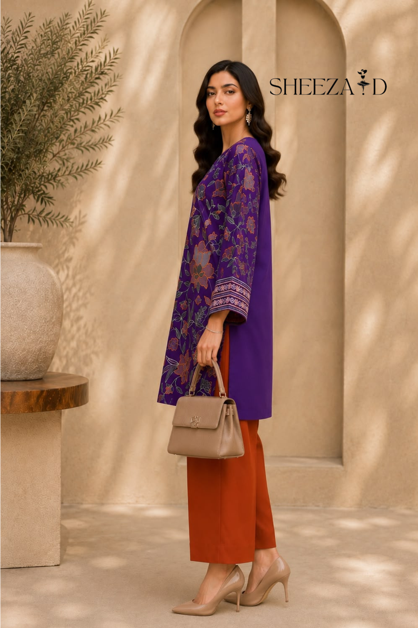 Plum Flora Ready To Wear Co Ord Set | SDVL-01