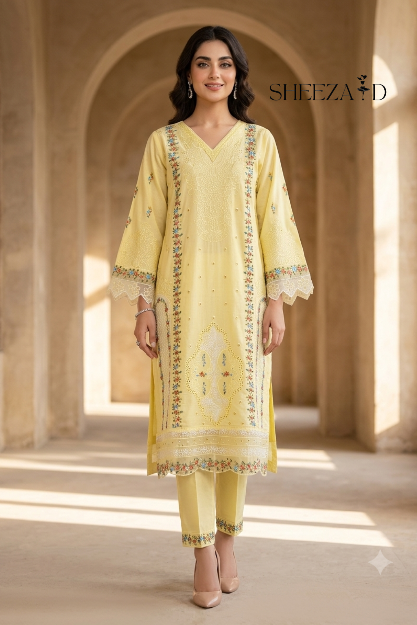 Buttercup Elegance – 2 Piece Embroidered Lawn Set