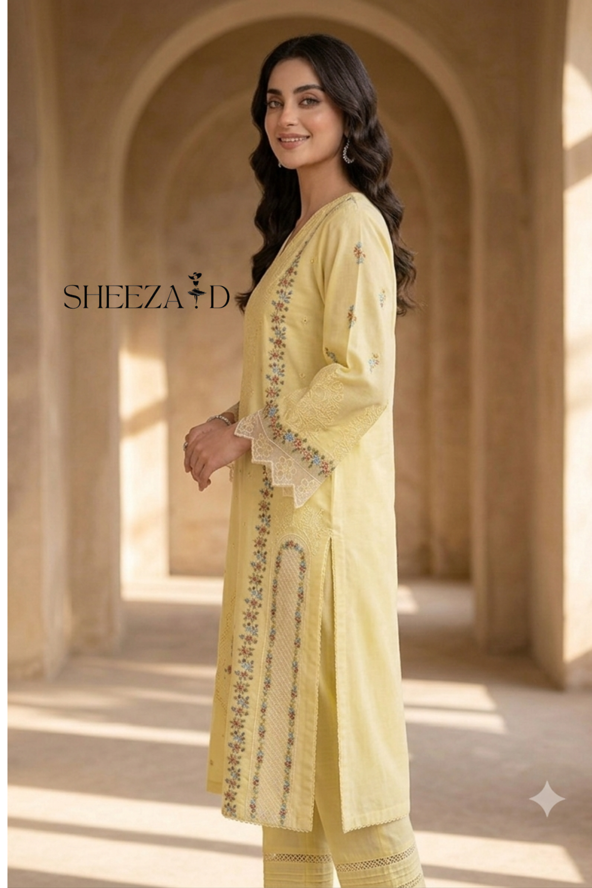 Buttercup Elegance – 2 Piece Embroidered Lawn Set
